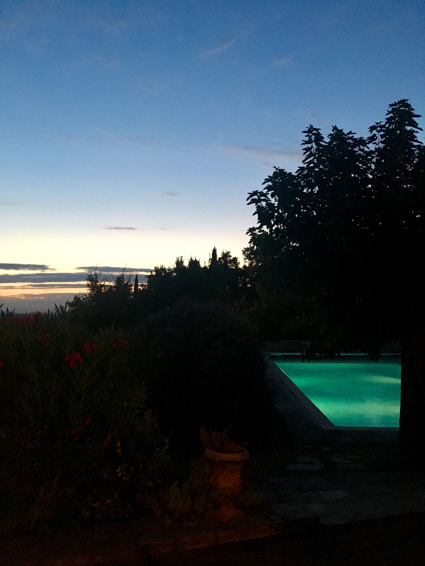 The pool at nightfall